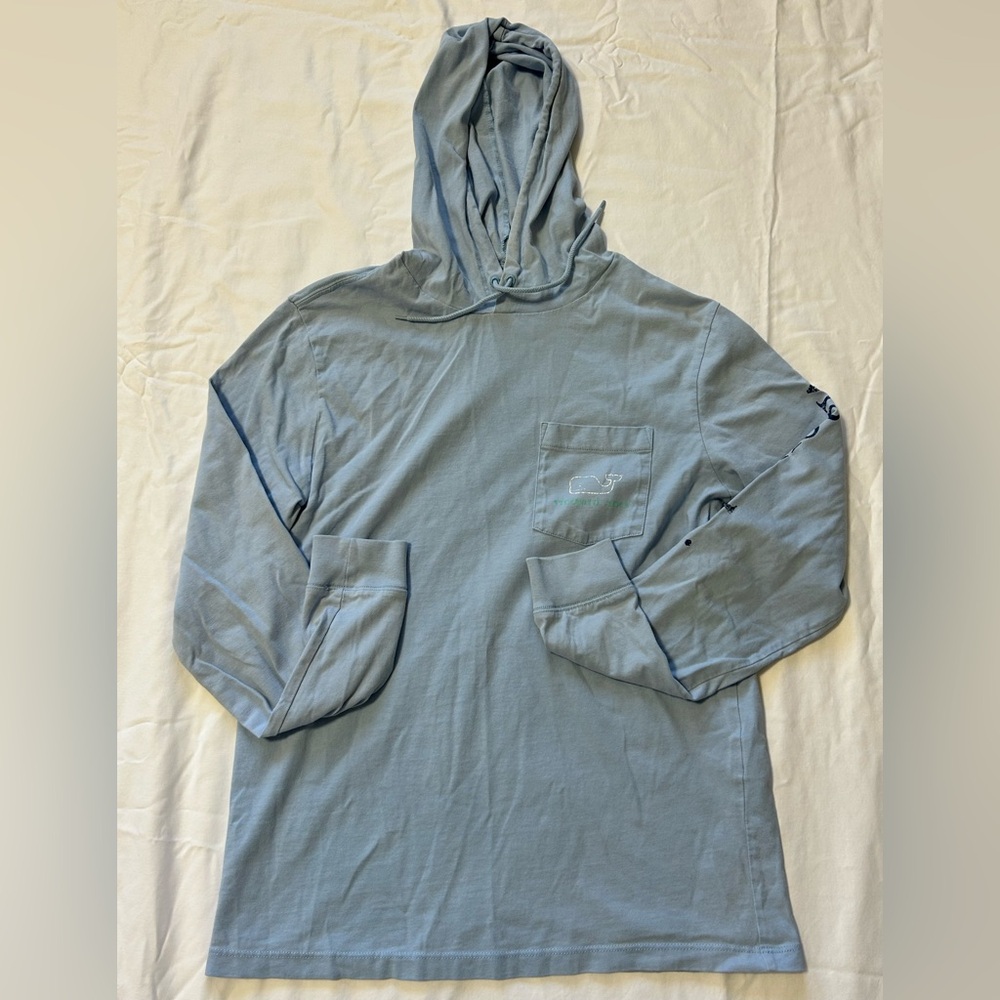 Vineyard Vines Womens Hooded Long Sleeve Shirt Light Blue size XS